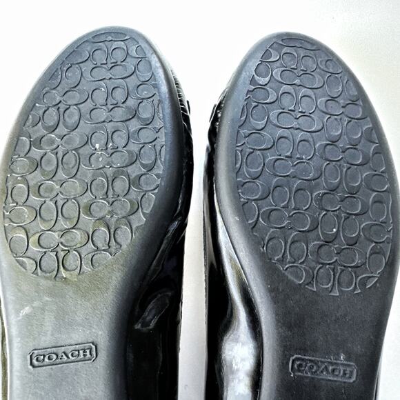 Coach Black Patent Ballet Flats Gold Buckle | Vintage Y2K | Quiet Luxury Preppy - Picture 14 of 16